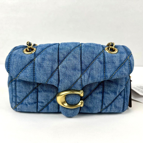 Coach Tabby CR701 Denim Brass/Indigo Shoulder Bag 20 With Quilting - Picture 3 of 14